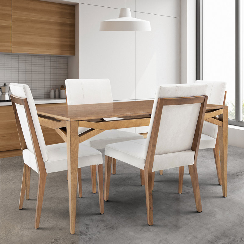 Gracie Oaks 5 Piece Dining Set In Almond Oak Wayfair